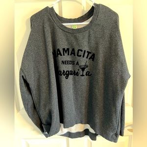 Women’s gray sweatshirt with black lettering